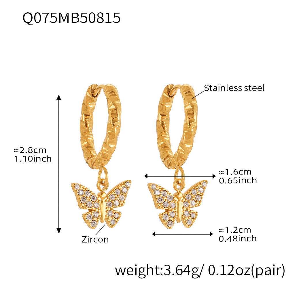 Q075-Golden Butterfly Zircon Earrings Picture14