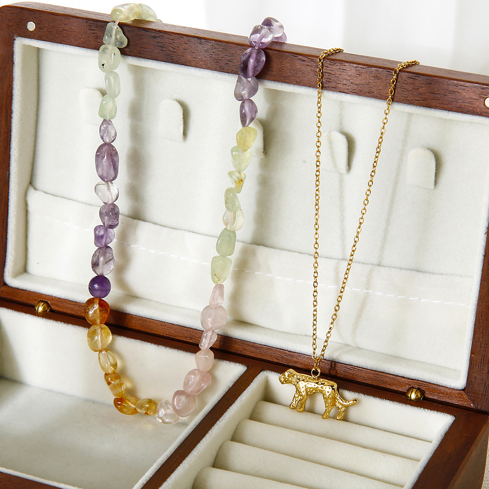 1 Set Romantic Series Natural Stones Gold Color Necklaces Set h5 Picture4