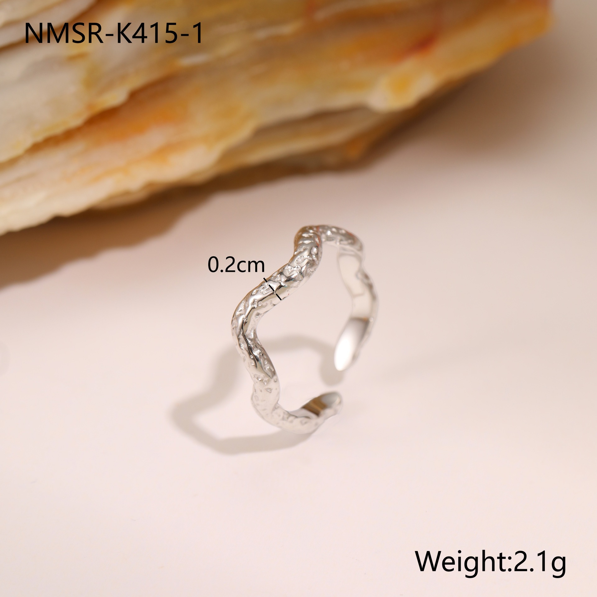 NMSR-K415-1 Steel Wave Ring/One Size Picture4