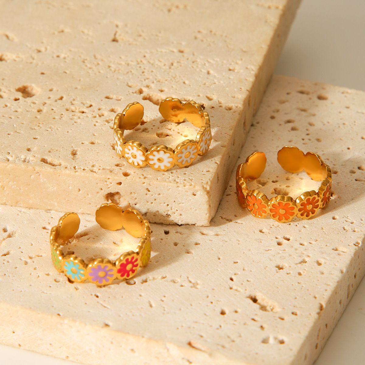 1 Piece Daily Daisy Stainless Steel Gold Color Statement Rings h5 Picture5