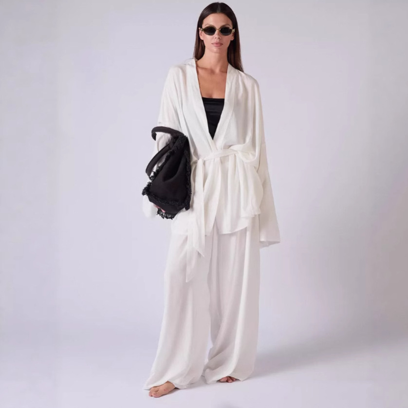 FLY-TEST 1 Pair 2025 Cross-border High-end Fashion Comfortable Home Wear Two-wear Cardigan Lace-up Long-sleeved Trousers Two-piece Suit Women's Knitted Cardigan h5 Picture4
