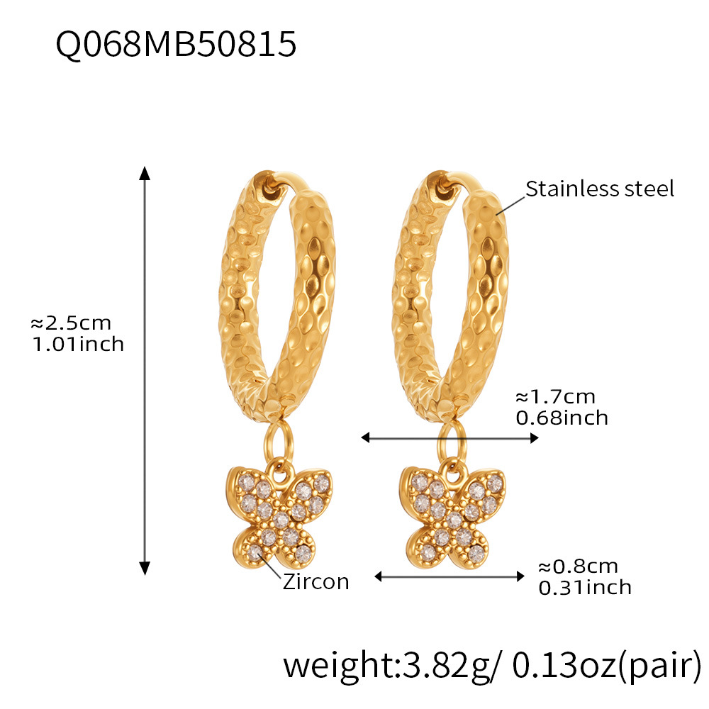 Q068-Golden Butterfly Zircon Earrings Picture7