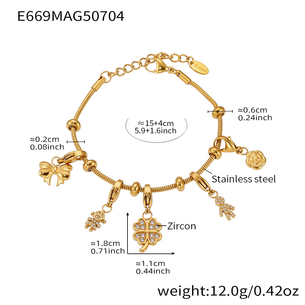 E669-Gold DIY Flower Bear Bracelet 15+4cm Picture23