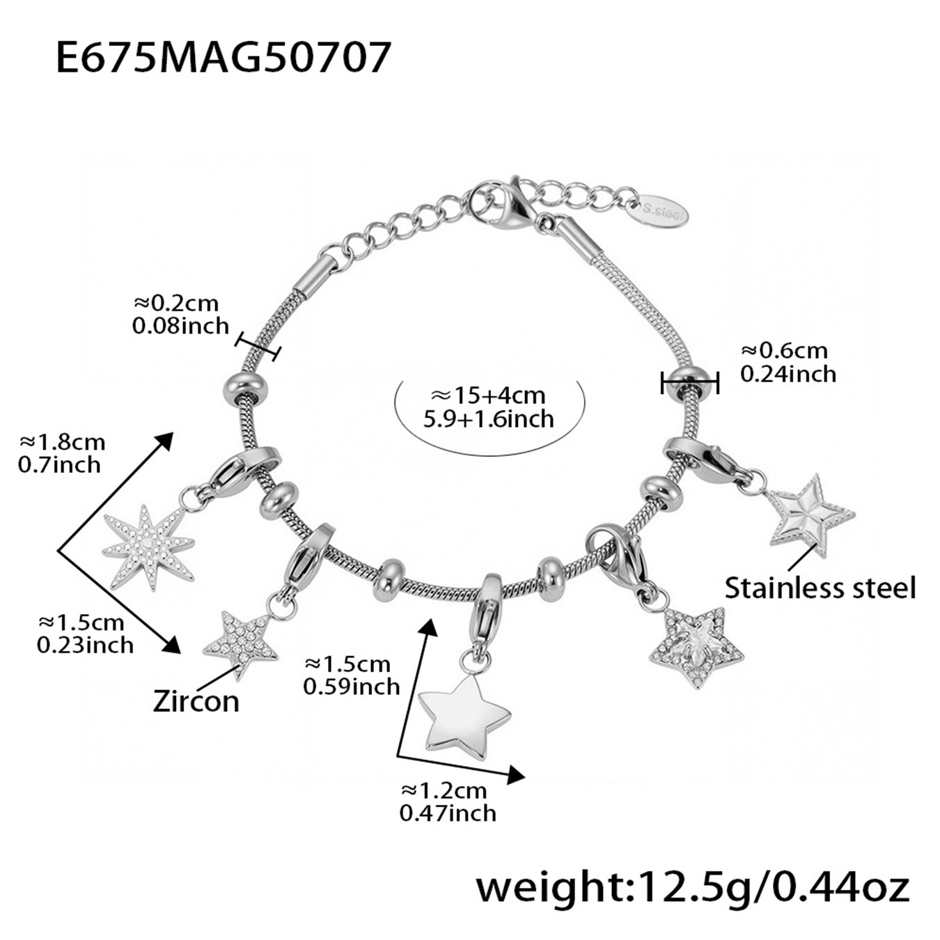 E675-Steel DIY Multi-Accessories Bracelet 15+4cm Picture4