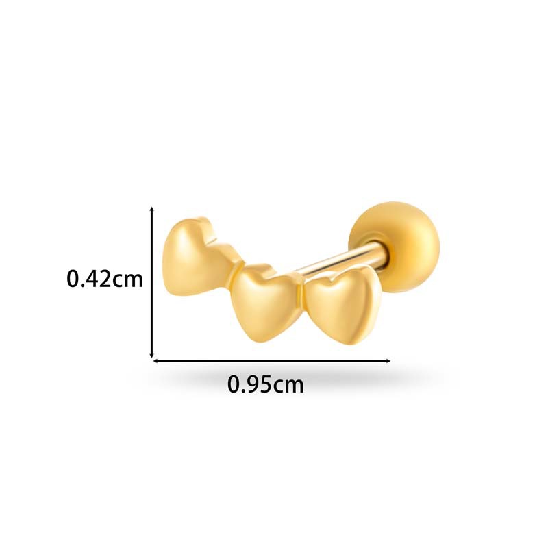 1 Piece Flower Heart Copper Gold Color Zircon Piercing Earring h5Picture2